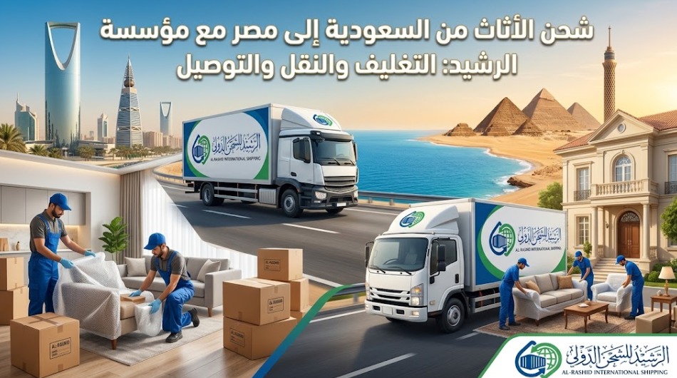 شحن الأثاث من السعودية إلى مصر مع مؤسسة الرشيد: التغليف والنقل والتوصيل